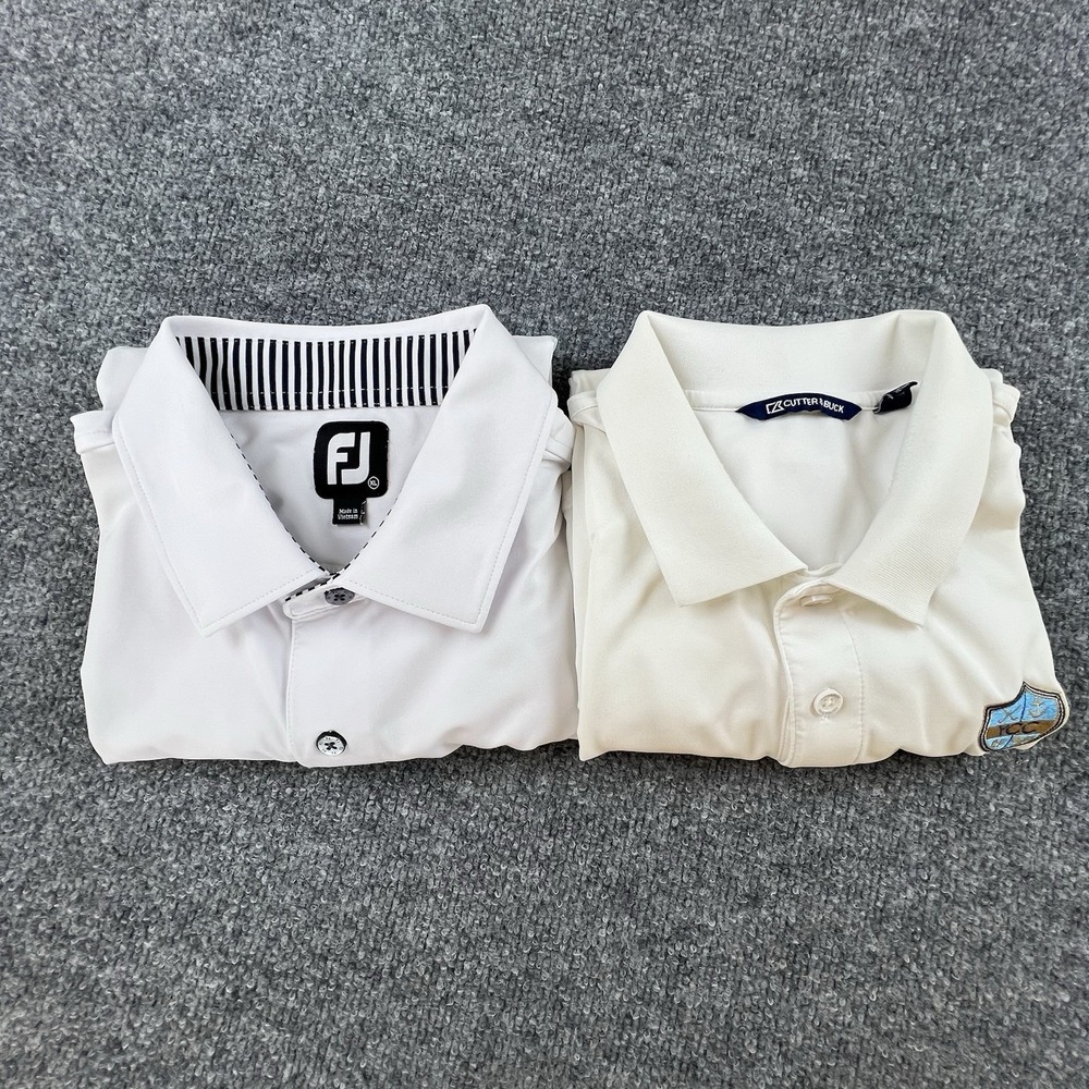 Lot of 2 Men's XL Golf Polos FootJoy‎ FJ + Cutter & Buck White YCC